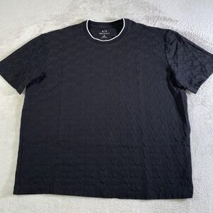 Armani Exchange Shirt Mens Small Black AX Monogram Textured Crewneck Tee